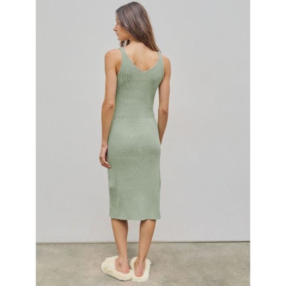 Cider Women's V-Neck Backless Knitted Midi Dress Sleeveless Pale Green Small NWT - Picture 6 of 7
